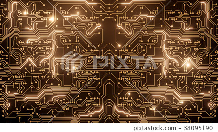 Abstract crypto backround of gold circuit 38095190