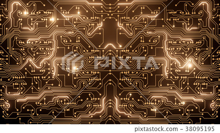 Abstract crypto backround of gold circuit 38095195
