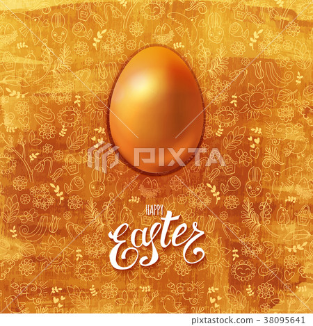 Golden Easter egg with doodles Golden Easter egg with doodles 38095641
