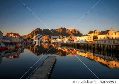 Sunset at Henningsvaer on Lofoten islands 38095695