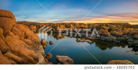 Sunset above Watson Lake in Prescott, Arizona 38095703