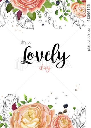 Vector floral watercolor card design with flowers Vector floral watercolor card design with flowers 38096166