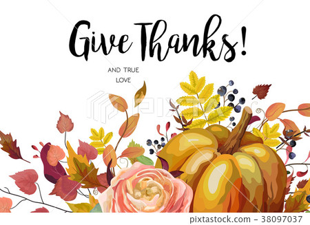 Happy Thanksgiving Vector floral card design 38097037