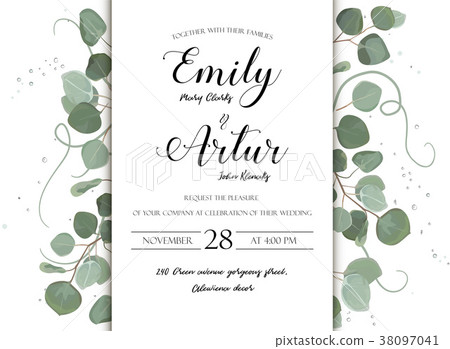 Wedding floral hand drawn invite card design 38097041