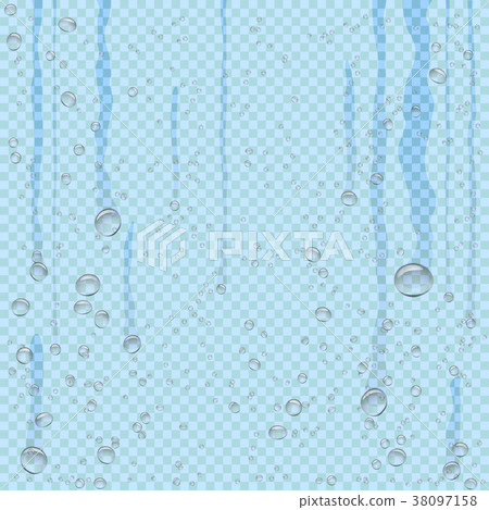 water droplets flow down blue transparent water droplets flow down blue transparent 38097158