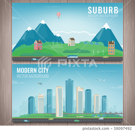 City landscape and suburban landscape. Building City landscape and suburban landscape. Building 38097492