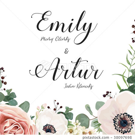 Floral Wedding elegant invite card vector Design 38097698