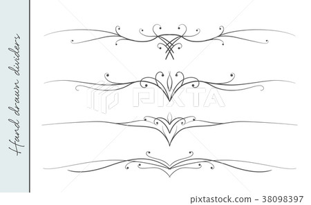 Vector hand drawn elegant flourish, text divider 38098397