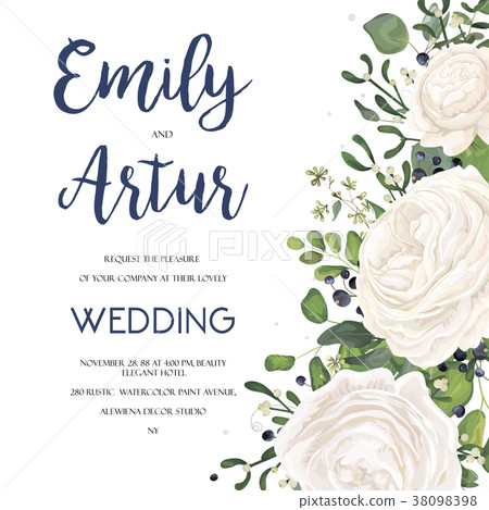 Wedding invite card Design with white flowers Wedding invite card Design with white flowers 38098398