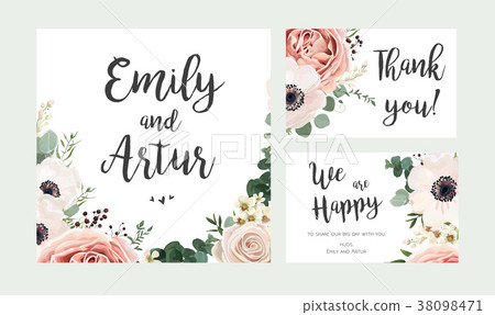 Wedding floral invite, rsvp card vector Design Wedding floral invite, rsvp card vector Design 38098471