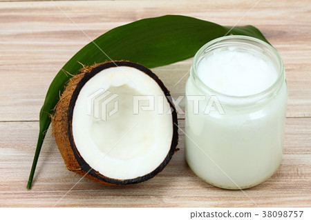Organic coconut oil in the glass jar 38098757