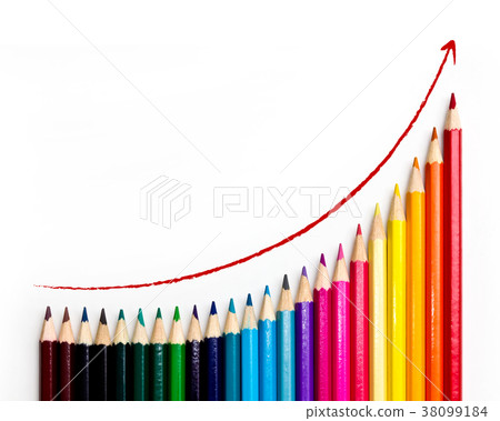 rising graph of multi colorful color pencil rising graph of multi colorful color pencil 38099184