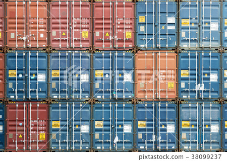 Colorful stack of container in industrial port. Colorful stack of container in industrial port. 38099237