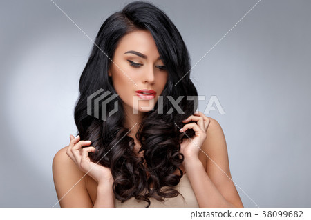 Beautiful Young Woman with Clean healthy curly Beautiful Young Woman with Clean healthy curly 38099682