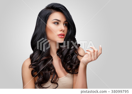 Beautiful Young Woman with Clean healthy curly Beautiful Young Woman with Clean healthy curly 38099795