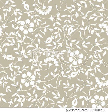 Seamless abstract floral pattern. Beige and white 38100766