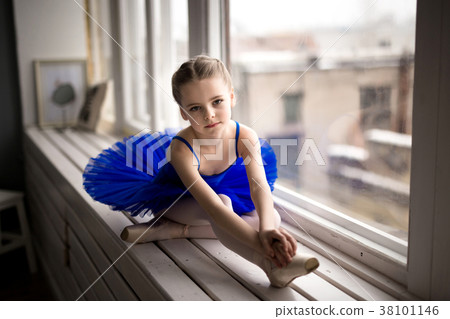 Cute little girl dreams of becoming a ballerina.  38101146