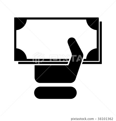 Hand holding money bills icon. Hand holding money bills icon. 38101362