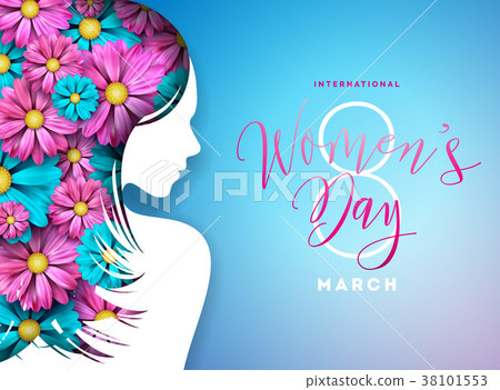 Happy Womens Day Floral Greeting Card Design Happy Womens Day Floral Greeting Card Design 38101553