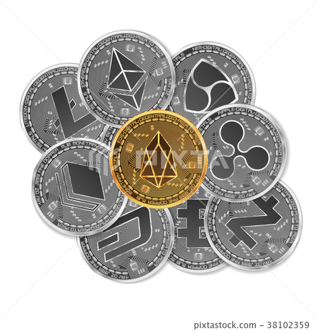 Set of gold and silver crypto currencies Set of gold and silver crypto currencies 38102359