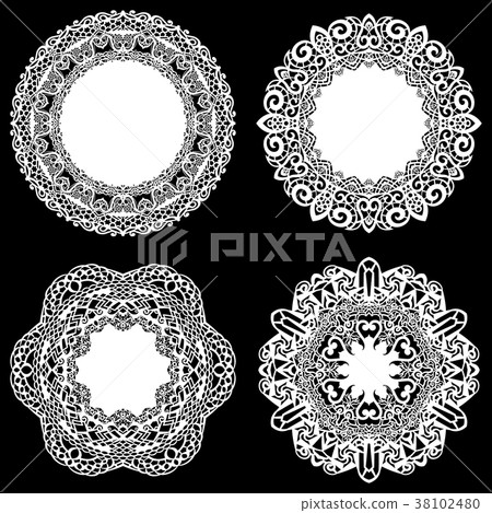 Set of design elements, lace round paper doily Set of design elements, lace round paper doily 38102480