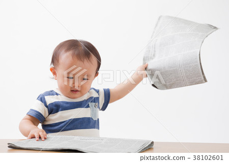 Newspapers And Children White Background Stock Photo