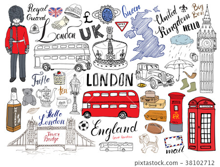 London city doodles Hand drawn set vector London city doodles Hand drawn set vector 38102712