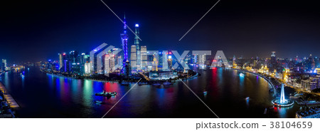 Night panorama of China and Shanghai 38104659