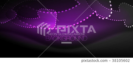 Neon techno arrow, digital abstract background 38105602