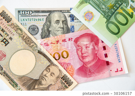 Image of Key Currency, US Dollar, Euro, Japanese Yen, Chinese Yuan 38106157