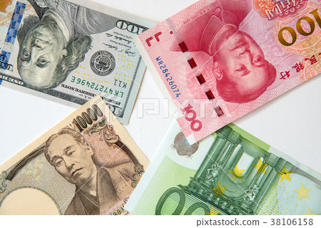 Image of Key Currency, US Dollar, Euro, Japanese Yen, Chinese Yuan 38106158
