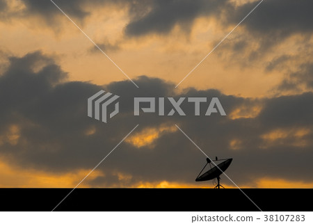 Silhouette of satellite. Silhouette of satellite. 38107283