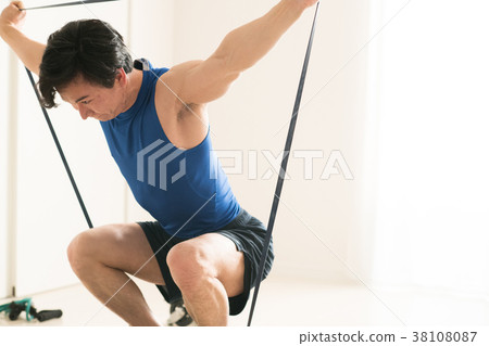 Young Japanese man doing muscle training 38108087