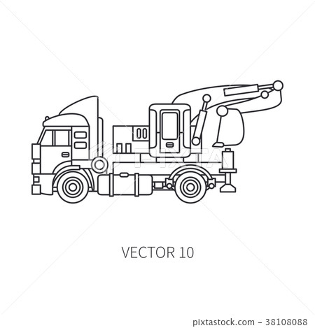 Line flat vector icon construction machinery truck 38108088