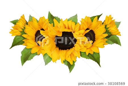 Yellow sunflowers in wave summer arrangement 38108569