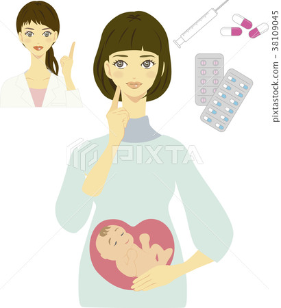 Pregnant woman and medicine image illustration 3 Pregnant woman and medicine image illustration 3 38109045