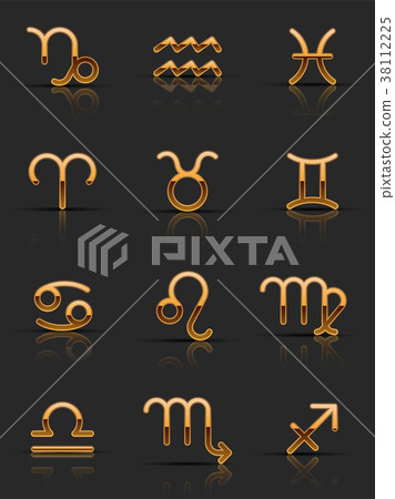 Golden Zodiac Signs. Icons Set Golden Zodiac Signs. Icons Set 38112225