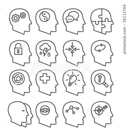 Psychology line vector icons set Psychology line vector icons set 38112764