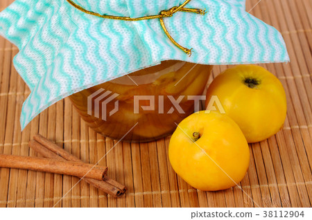 Glass jar with apple jam Glass jar with apple jam 38112904