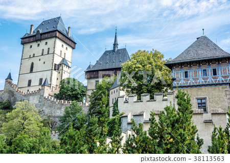Karlstejn is a large gothic castle, Czech republic 38113563