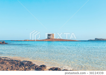 View of La Pelosa beach, Sardinia, Italy. View of La Pelosa beach, Sardinia, Italy. 38114339
