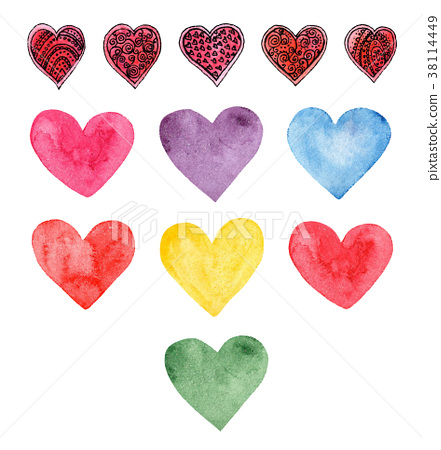 Watercolor Hearts Clip Art Valentine Symbol Love Stock Illustration 38114449 Pixta