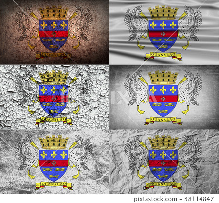 Set of six flags Saint Barthelemy with old texture Set of six flags Saint Barthelemy with old texture 38114847