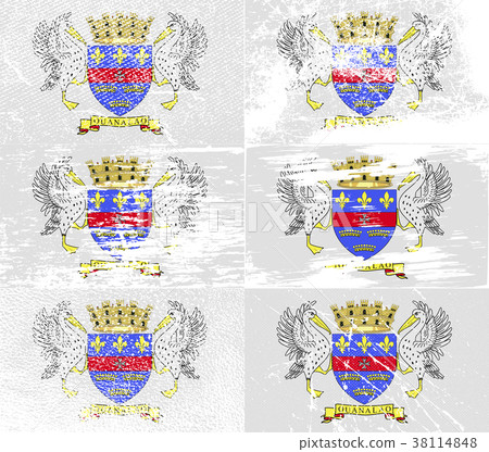 Set of six flags Saint Barthelemy with old texture Set of six flags Saint Barthelemy with old texture 38114848