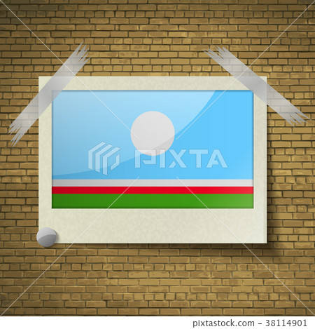 Flags Sakha Republicat frame on a brick background 38114901