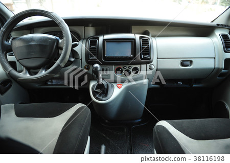 interior of a modern car with steering wheel 38116198