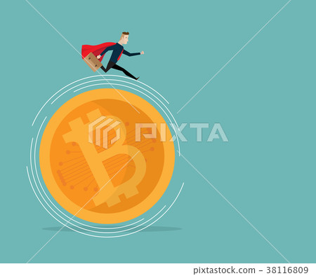 businessman running on bitcoins cartoon business businessman running on bitcoins cartoon business 38116809