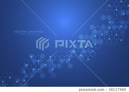 Abstract technology background with hexagons and 38117489