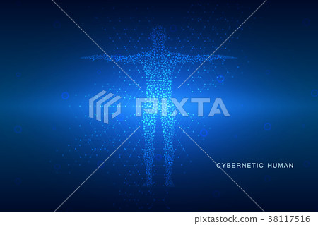 Human body with molecules on technological 38117516