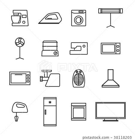 Home appliances icons from thin lines, vector Home appliances icons from thin lines, vector 38118203
